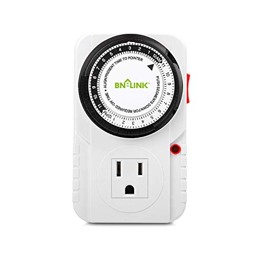 BN-LINK 24 Hour Plug-in Mechanical Timer Grounded Aquarium, Grow Light, Hydroponics, Pets, Home, Kitchen, Office, Appliances, UL Listed 125VAC, 60 Hz, 1875W, 15A, 1 / 2HP (1)